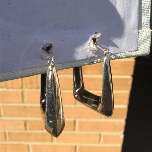 Sterling Silver Square Hoops - Picture 3 of 5